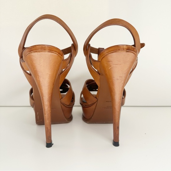 YSL Saint Laurent Tribute Platform Heel Sandal size 6 (36) Vintage Luggage - Picture 6 of 16
